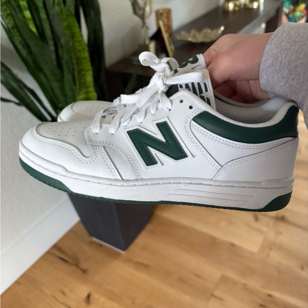 New Balance 480 Classic White and Green Sneakers